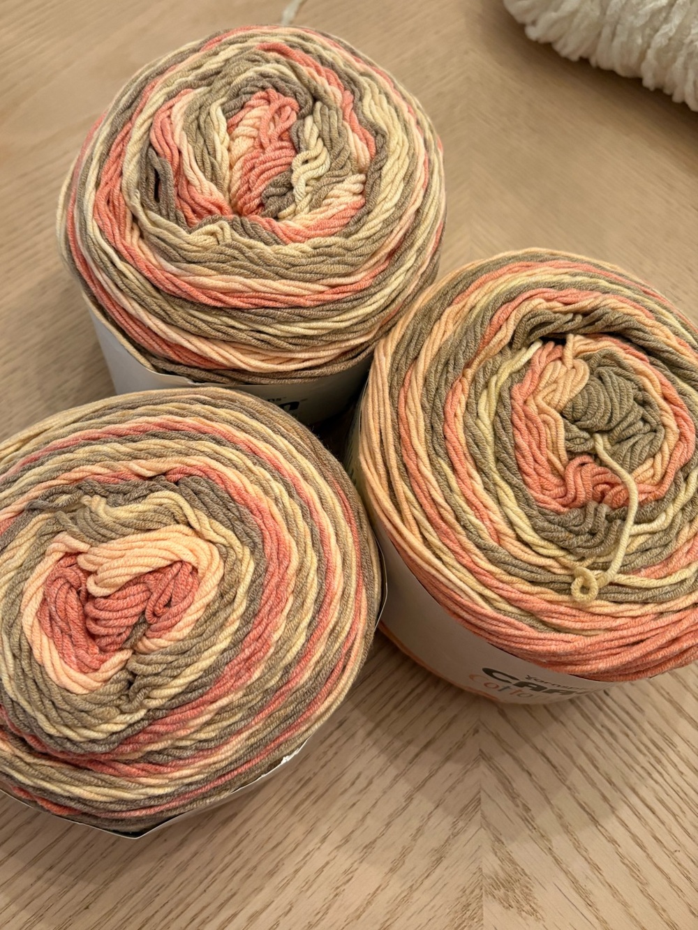 Caron cotton cakes Driftwood Multicolor pinks tan Cream Yarn Cake lot of 3